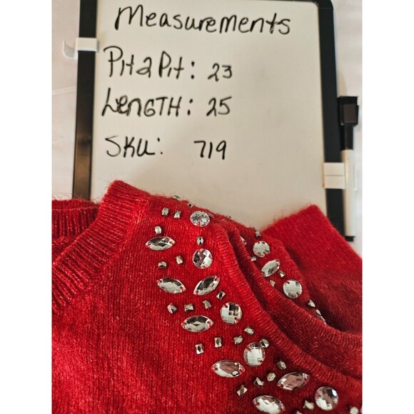 $59 Inc Concepts Womens Red Embellished Cold-Shoulder Wool Sweater Size L - Picture 9 of 9